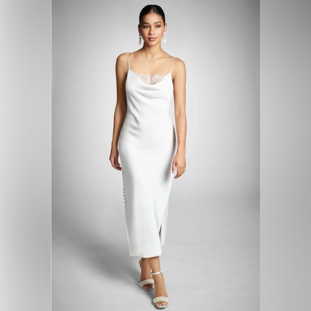 NWT Sachin & Babi Dylan Dress Ivory Cowl Neck Slip Bridal Midi Lace